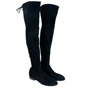 Stuart Weitzman NWOB Lowland Black Suede Over The Knee Boots Size 8.5B Pull-On